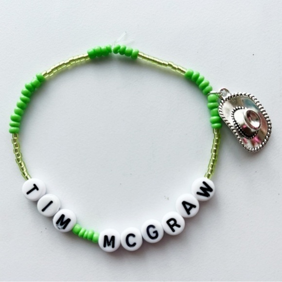 Taylor Swift Eras Tour Friendship Bracelet Tim McGraw Debut w/ Cowboy Hat Charm - Picture 1 of 2